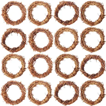 

16 Pieces Wreaths Vine Branch Wreath Christmas Rattan Wreath Garland Decoration for Craft or Wedding Supplies 3.14 Inch