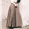 French Chic Vintage High Waisted Button Design Back Lace-Up Corset Skirt Women Autumn Winter Thick A-Line Long Maxi Wool Skirts 2