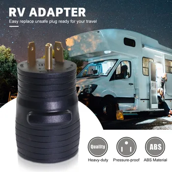 

1pcs Heavy Duty RV Plug Pressure-proof Round RV Adapter 30 Amp Male to 50 Amp Female Connector Plug Black RV Parts & Accessories