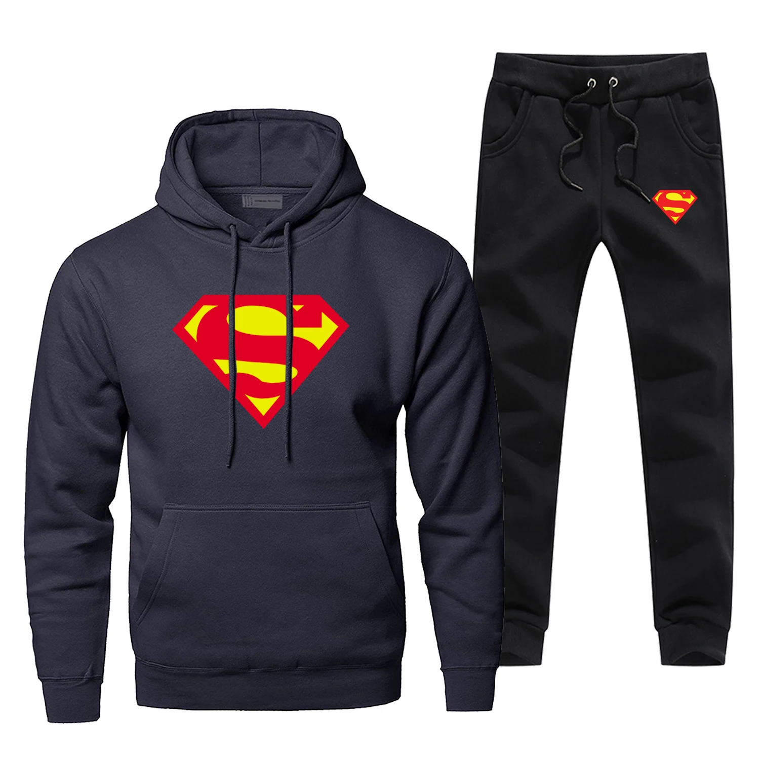 Супермен, Кларк, Кент, толстовки, брюки, наборы, мужской костюм, спортивный костюм, 2 предмета, Супермен, толстовка, спортивные штаны, спортивная одежда, осенний спортивный комплект
