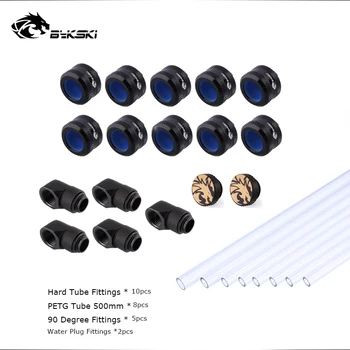 

BYKSKI Computer Water Cooling Build PETG Hard Tube With Fittings,Liquid Loop Kit Connector,8pcs x500mm Pipe,OD12 ,14,16