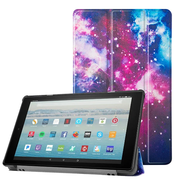 Складной чехол для Amazon Kindle Fire HD 10 чехол для Amazon Fire HD 10 Чехол-книжка из искусственной кожи+ подарок - Цвет: galaxy