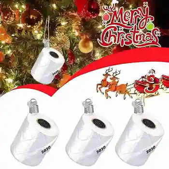 

Christmas Toilet Paper Pendant Ornaments Christmas Tree Decorations 3D Roll Paper Pendant New Year Gifts