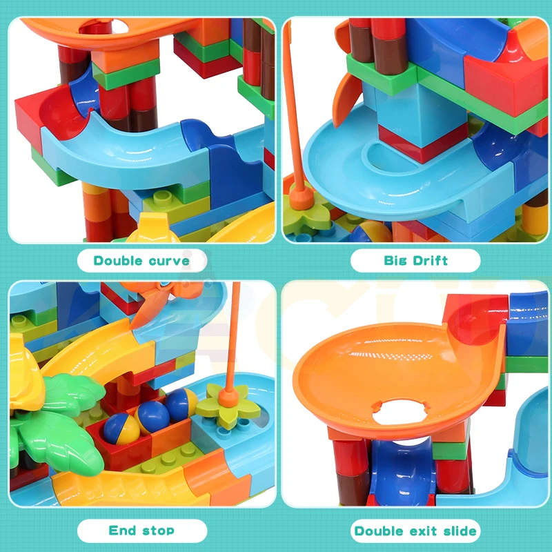 Newest Promotion Marble Race Run DIY Maze Balls Building Blocks Funnel Slide Big Large Size Bricks Educational Baby Toys