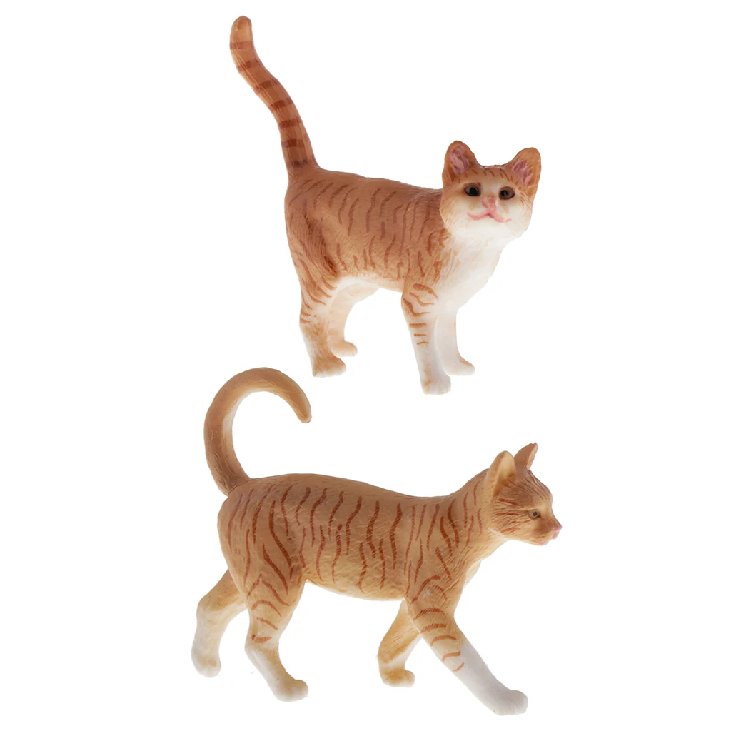 Cute Cat Figure Toys Realistic Cat Models Figurines Toys Decor Toy 2pcs/set