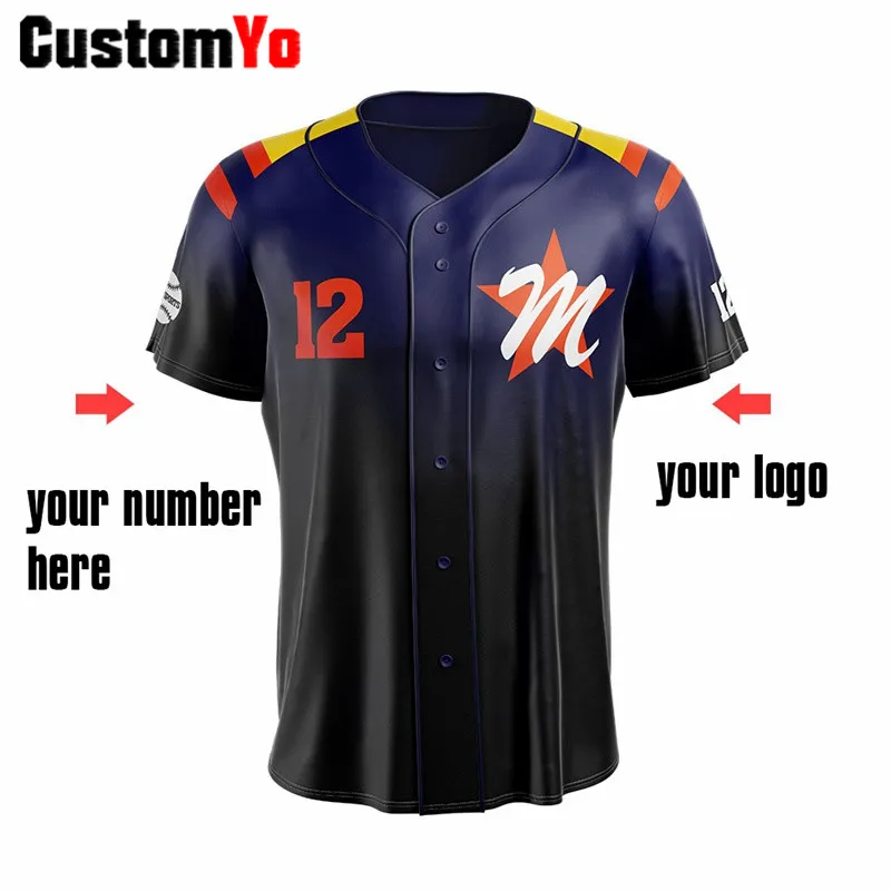 Customized Accepted Any Logo Digital printing Adult Size Baseball Shirt