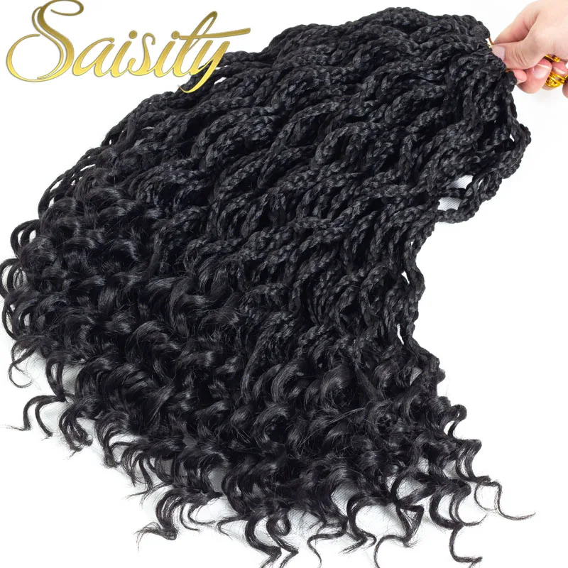 

Saisity Synthetic Box Braids Crochet Braids Crochet Hair Extensions Fiber Braiding Hair Bulk Black Colors