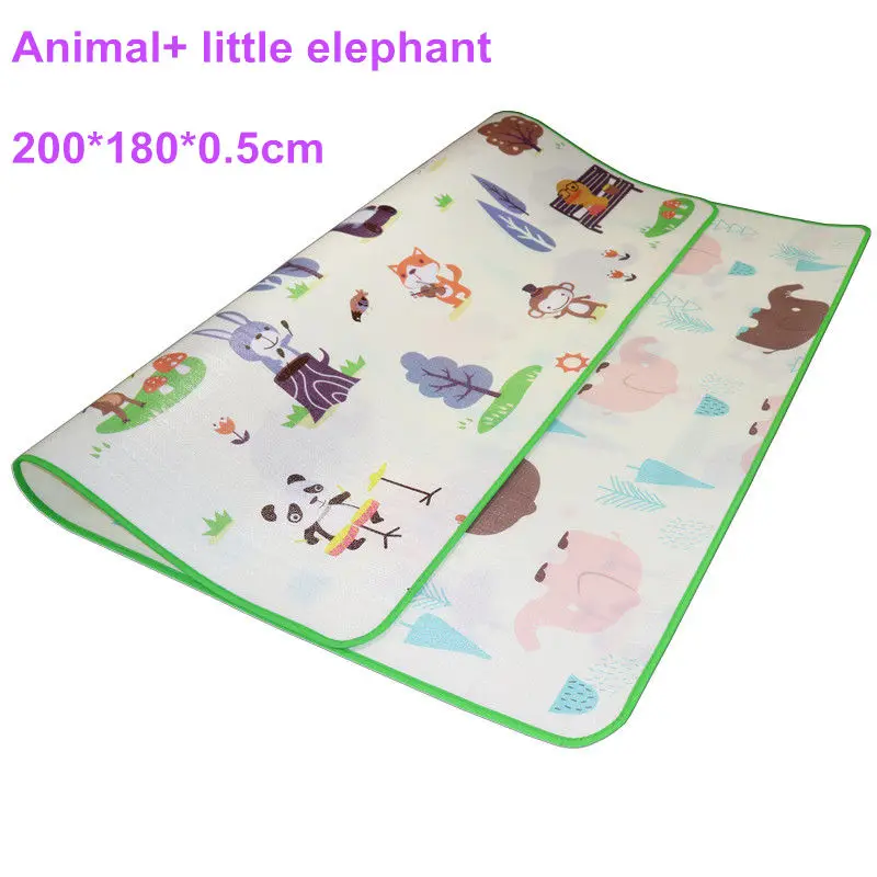 elepahnt 200-180 Детский игровой коврик для ползания, 200*180 см, двойная поверхность, образовательный алфавит, коврик в форме животного, Детский водонепроницаемый коврик, развивающий коврик - Цвет: elepahnt 200-180