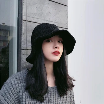 

Autumn and winter leisure all-match fisherman hat warm plush Japanese small fresh art hat female