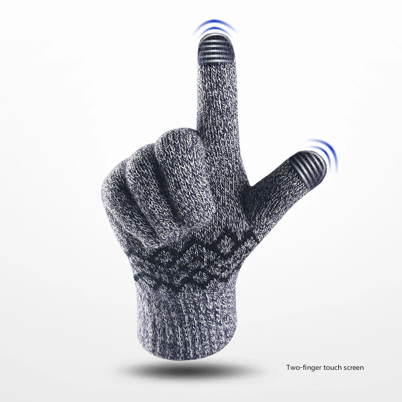 Thickening Knit Gloves Men's Autumn Winter Warm Touch Screen Glove Male Wool Velvet Acrylic Autdoor Riding Mittens Gloves