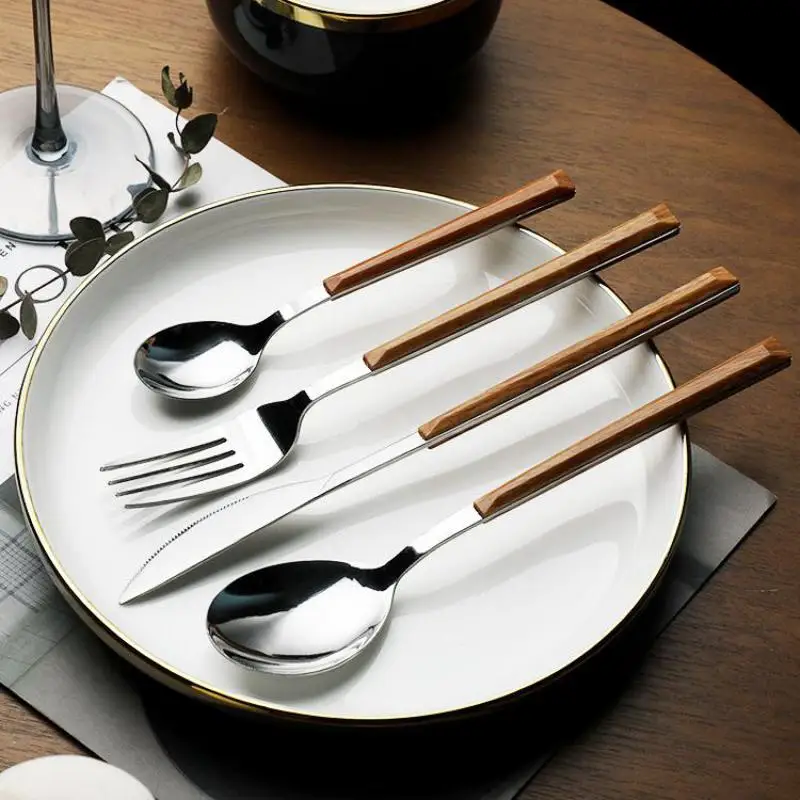 

4PCS Stainless Knife Fork Spoon Tableware Steak Handle Western Cutlery Dinner Set Fork Spoon Knife Set Spoon Set Chafing Dish
