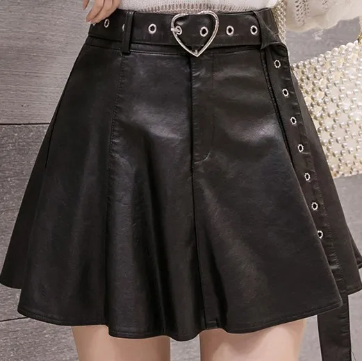 Женская свободная Высокая талия плюс размер мини Сексуальная кожаная юбка женская уличная хип хоп панк готика ПУ кожа плиссированные юбки Sashe