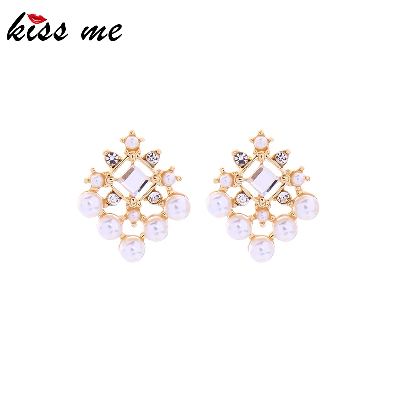 de98071 Kissme, много видов сережек, кристальная смола, культивированный жемчуг, акриловая эмаль, висячие серьги для женщин, новые модные ювелирные изделия - Окраска металла: de98071
