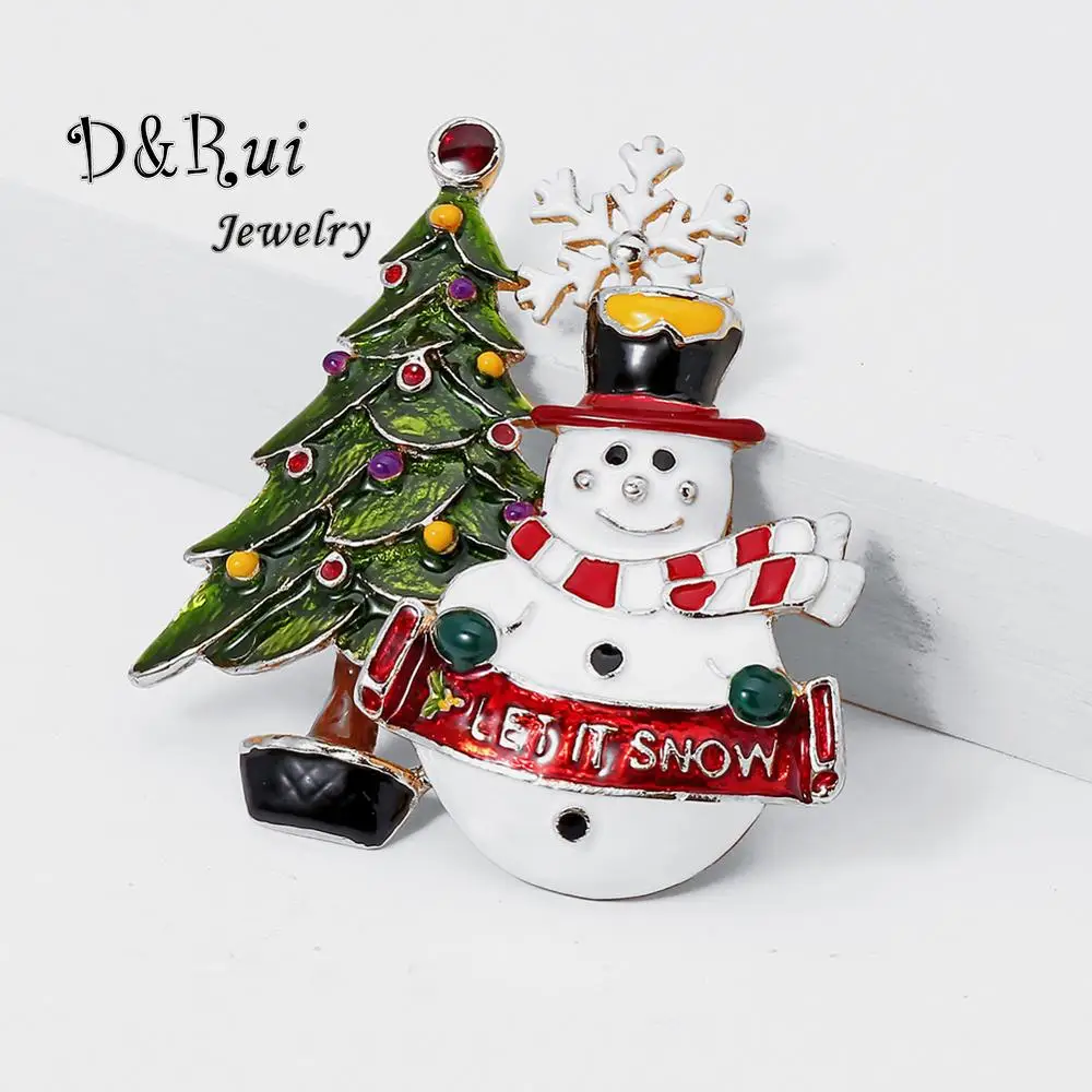Рождественская булавка в виде снеговика яркая эмалированная высокого качества
