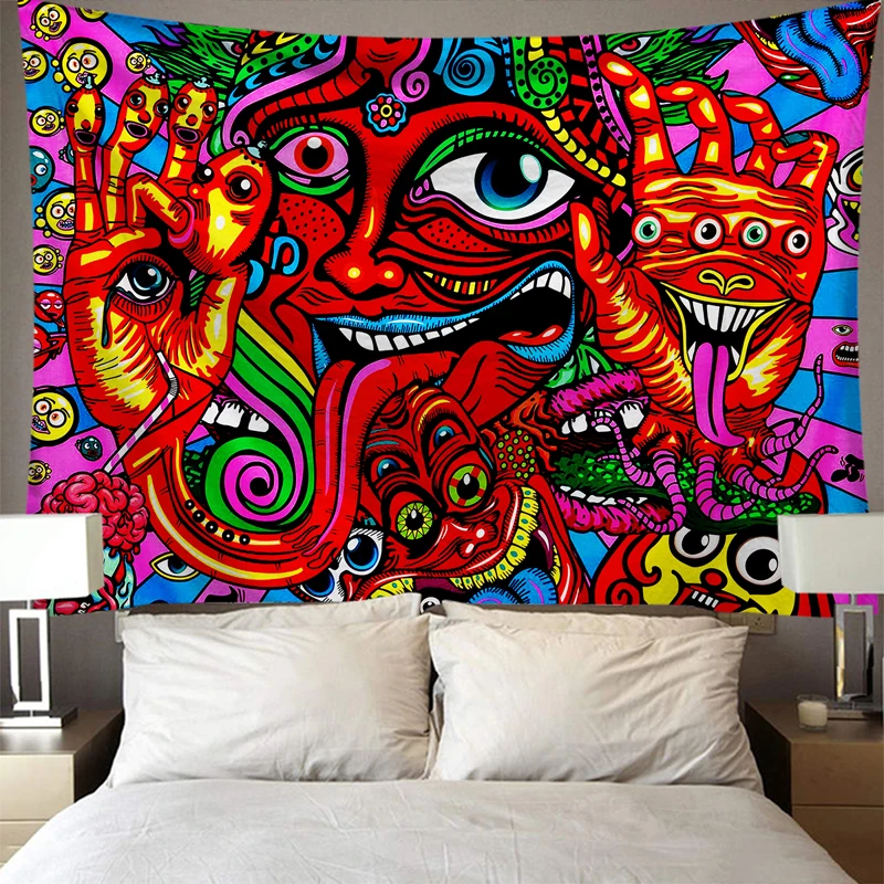 Wall hanging Tapestry Mysterious Hippie Tapestry Abstract Pattern Trippy Tapestry Fantasy Magical Fractal Tapestry