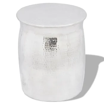 

VidaXL Hammered Aluminium Stool/Side Table Silver 36 X 42 Cm