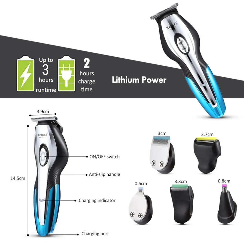 Günstige Kemei trimmer bart trimer Haar clipper Maschine cut haar Trimer Clipper haar schneiden maschine Elektrische Trimmer männer rasiermesser 5