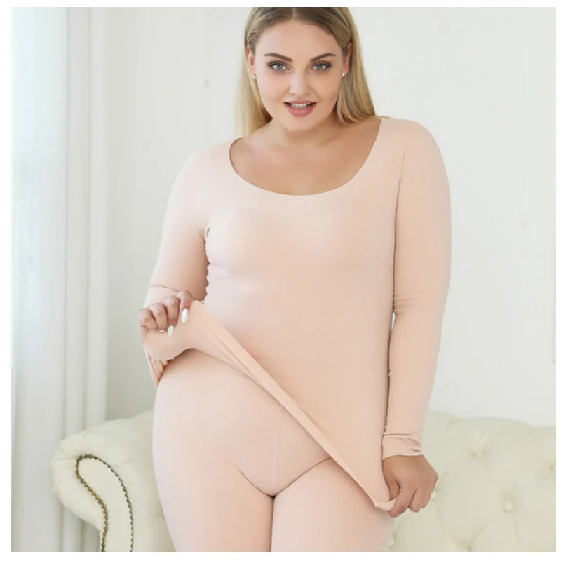 Thermal Underwear Suit for Women Double Layers Plus Size Ladies Intimate Female Pajamas Set Warm Long Johns Winter ouc630