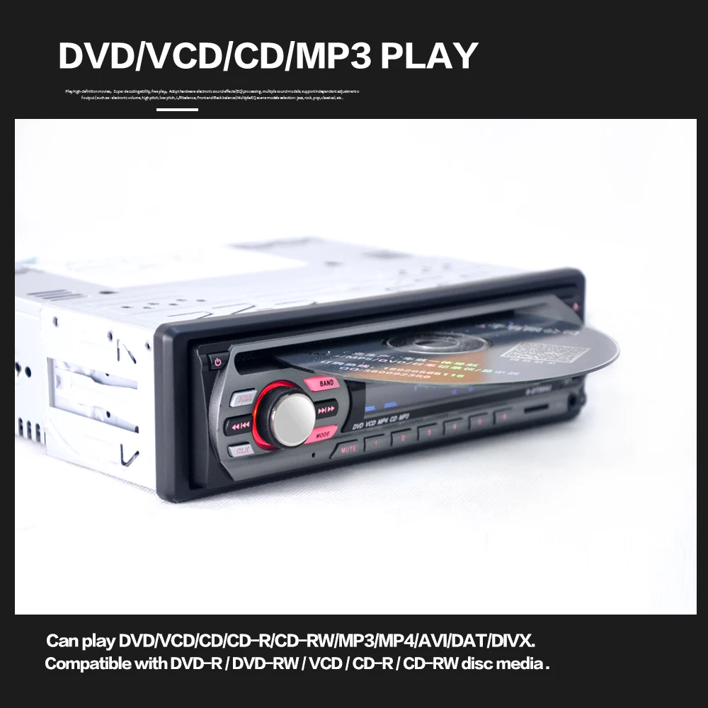 Универсальный автомобильный DVD/VCD/CD mp3-плеер Supprt USB U диск/SD карта/AUX вход музыкальный плеер стерео fm-радио USB 5 В зарядка автозапчасти