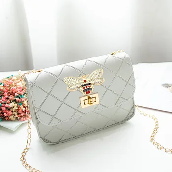

Bee Purse Shoulder Messenger Mini Bag Coin Purse PU Luxury Brand Women Metal Chain Crossbody Handbag Fashion Wallet
