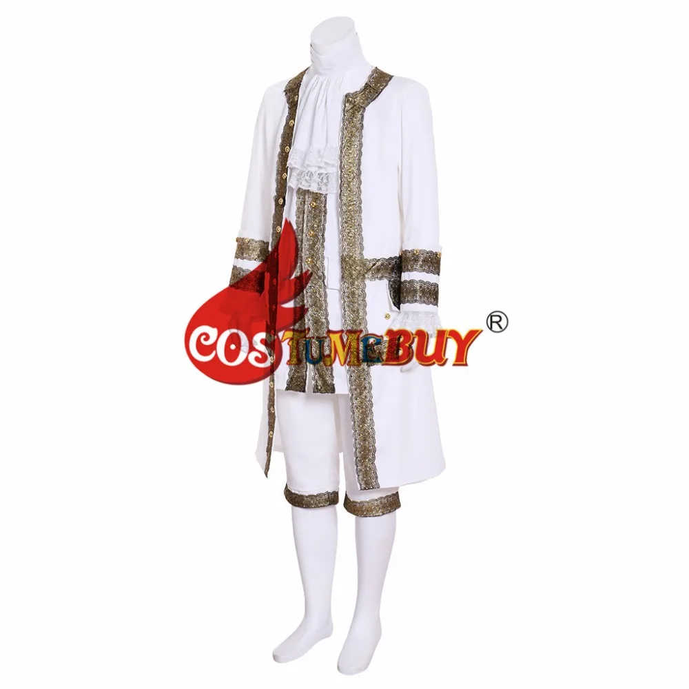 Costumebuy Викторианский элегантный готический аристократ Косплей Костюм для взрослых мужские ROCOCO Хэллоуин белый костюм на заказ