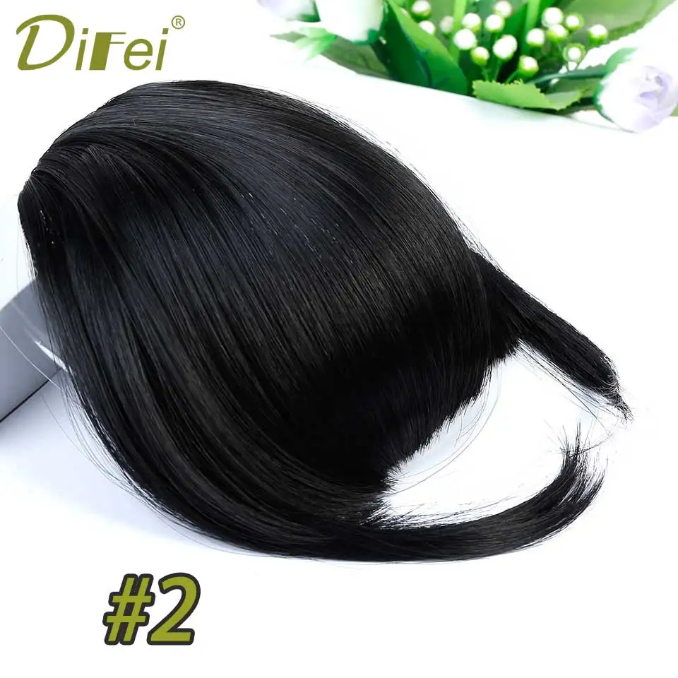 DIFEI короткие прямые черные коричневые челки Высокая температура Синтетические волосы для наращивания натуральные поддельные волосы челка женские шиньоны - Цвет: 2