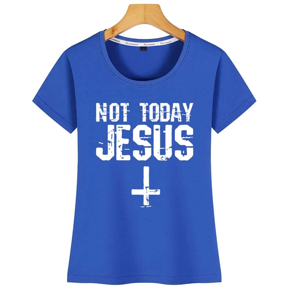 Топы, футболка, женская футболка с принтом "Not Today Jesus Satanic Satan Atheist"