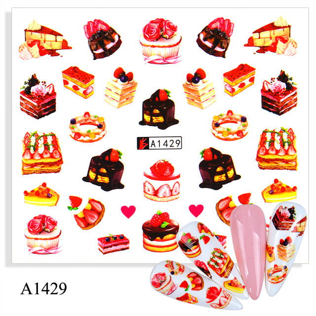 Sheet Nail Sticker Ice Creams Animal Fruit Cup Cake Water Decal Accessories Summer Designs Manicure Nail Art Transfer Sticker