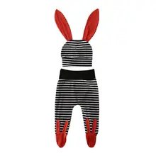 CANIS одежда из хлопка для новорожденных мальчиков и девочек, полосатые штаны с длинными ушками, милая модная шапка с объемным рисунком, Новинка