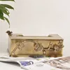 Creativity Brass Plum Tissue Boxes European Modern Relief Craft Golden Metal Handwork Paper Towel Organization Home Decoration 3