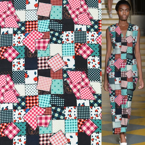 Модный дизайн пэчворк шелк креп де шин ткань 140 см ширина, SCDC1065