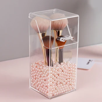 

Pearl Home Countertop Eyebrow Pencil Lisptick Container Box Case Transparent Acrylic Cosmetic Storage Desktop Makeup Organizer