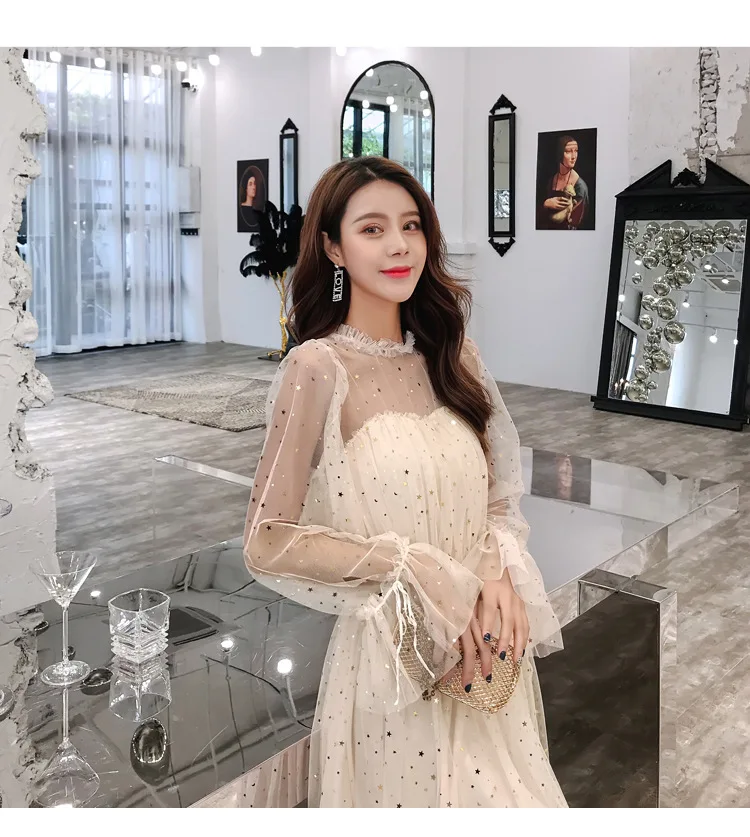 Весна лето стиль бронзовая Марля корейский стиль элегантное дебютантное платье средней длины с эластичной талией женское платье