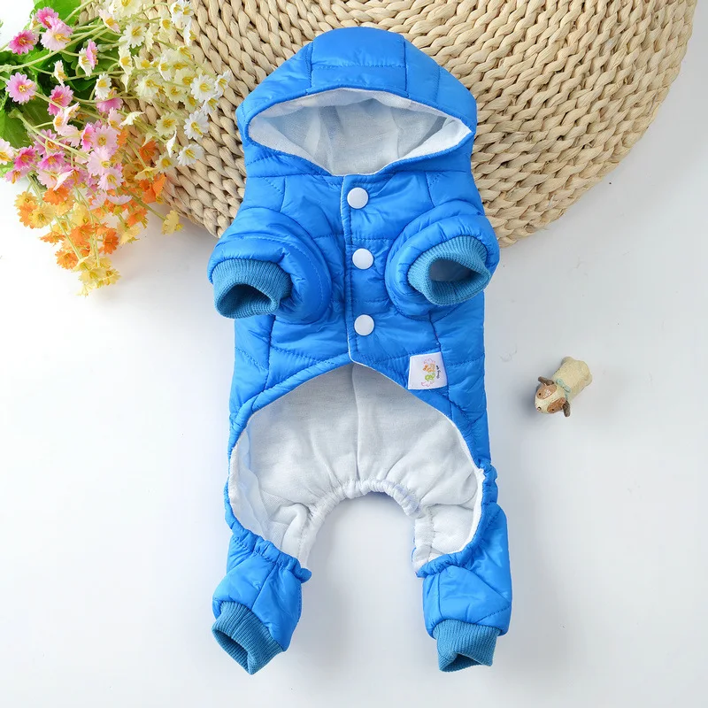 Clothes For Dogs Winter Warm Dog Coat Jumpsuit Pet Clothing For Chihuahua Teddy Costume Red/Blue Hooded Puppy Jackets Overalls images - 6