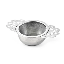 Многоразовый ситечко для чая из нержавеющей стали с чашей для капель, легко чистится, традиционный подвесной травяной фильтр для заварки с двумя ушками