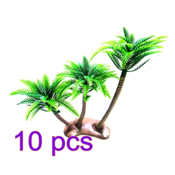 

10pcs 26cm Artificial Plastic Plant Gardening Plant Decoration Three Coconut Trees Miniature Model Trees For Railroad DIY House