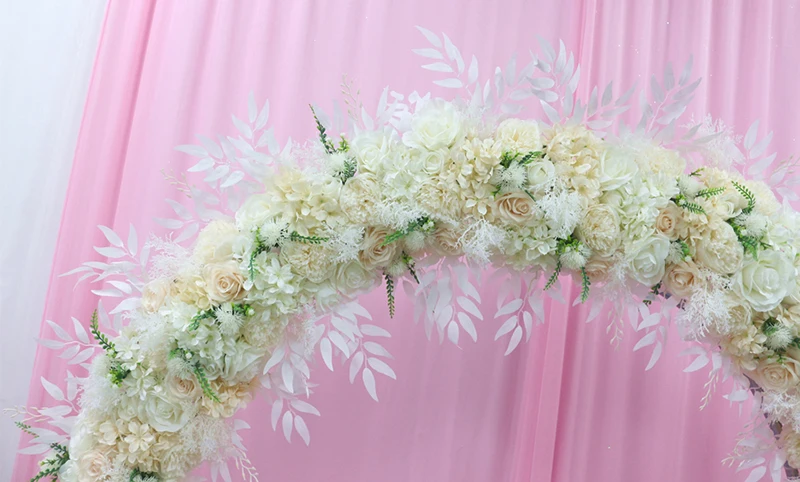 JAROWN Artificial Rose Peony Eucalyptus White Silk Flower Row Wedding Party Home Decor Table Centerpiece Flower Corner Flowers (13)
