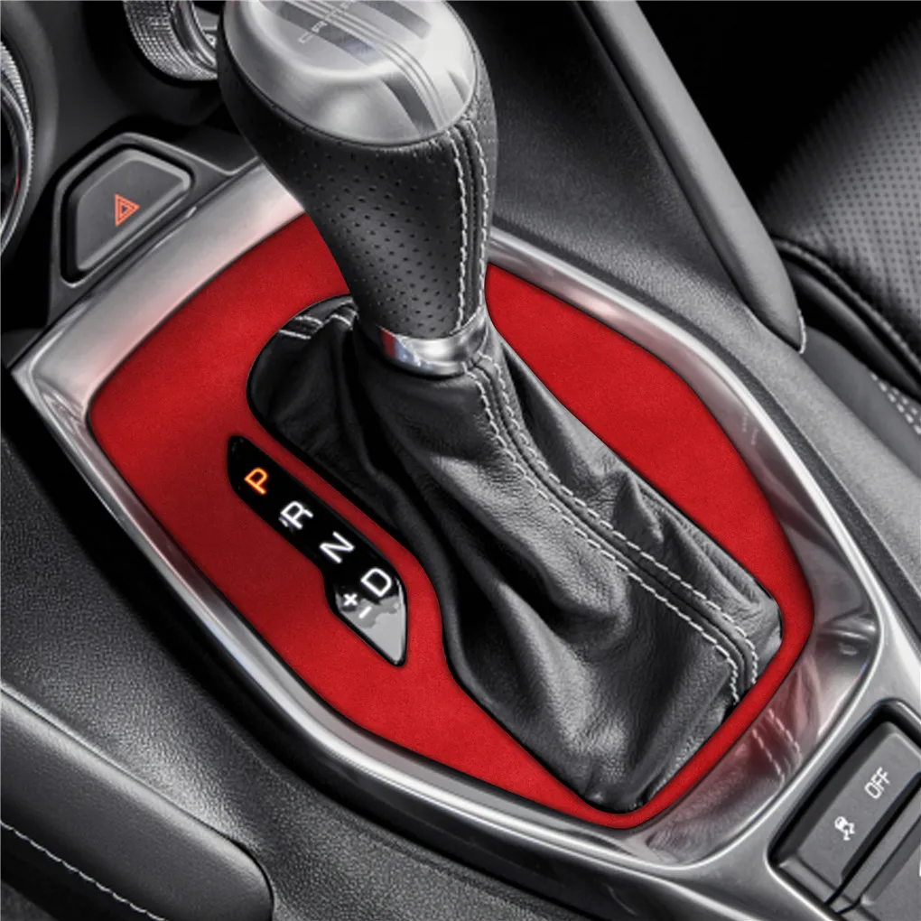 

For Chevrolet Chevy Camaro 2016-2020 Alcantara Leather Gear Shift Sticker Trim Gray/Red/Yellow/Blue