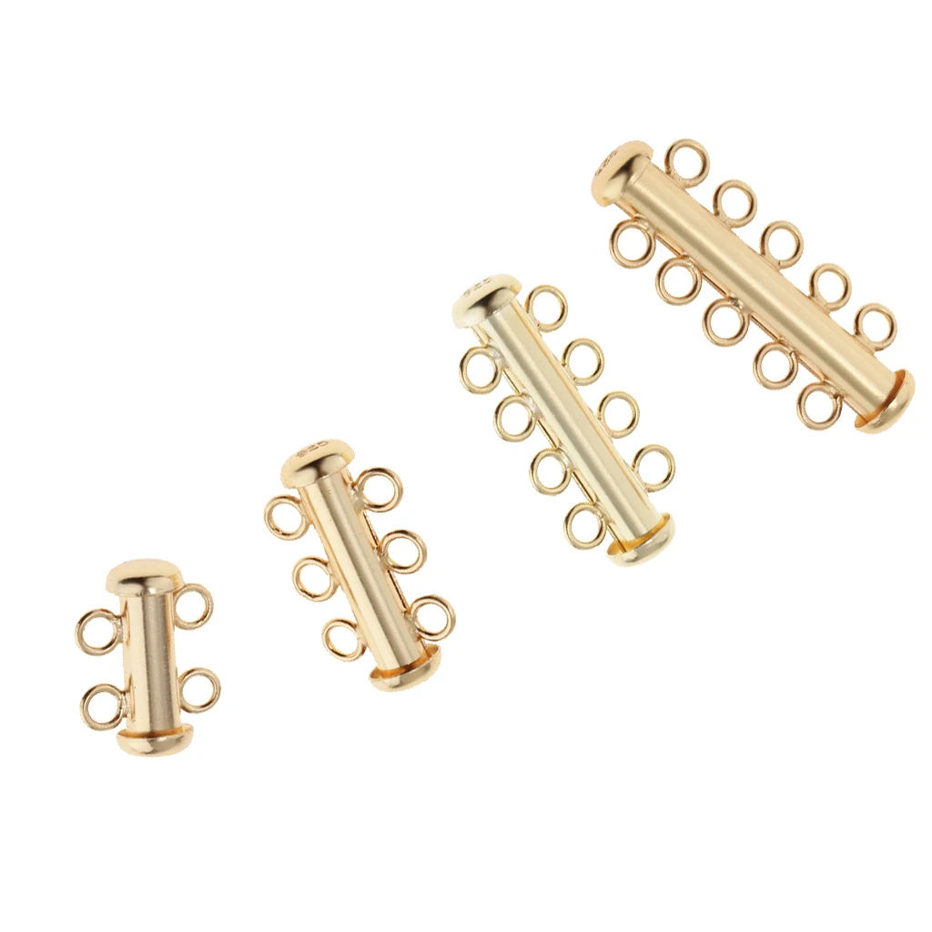 

Gold Plated 925 Sterling Silver Multi 2-5 Slide Strand Clasp Connectors Pearl Necklace Bracelet Jewelry Findings