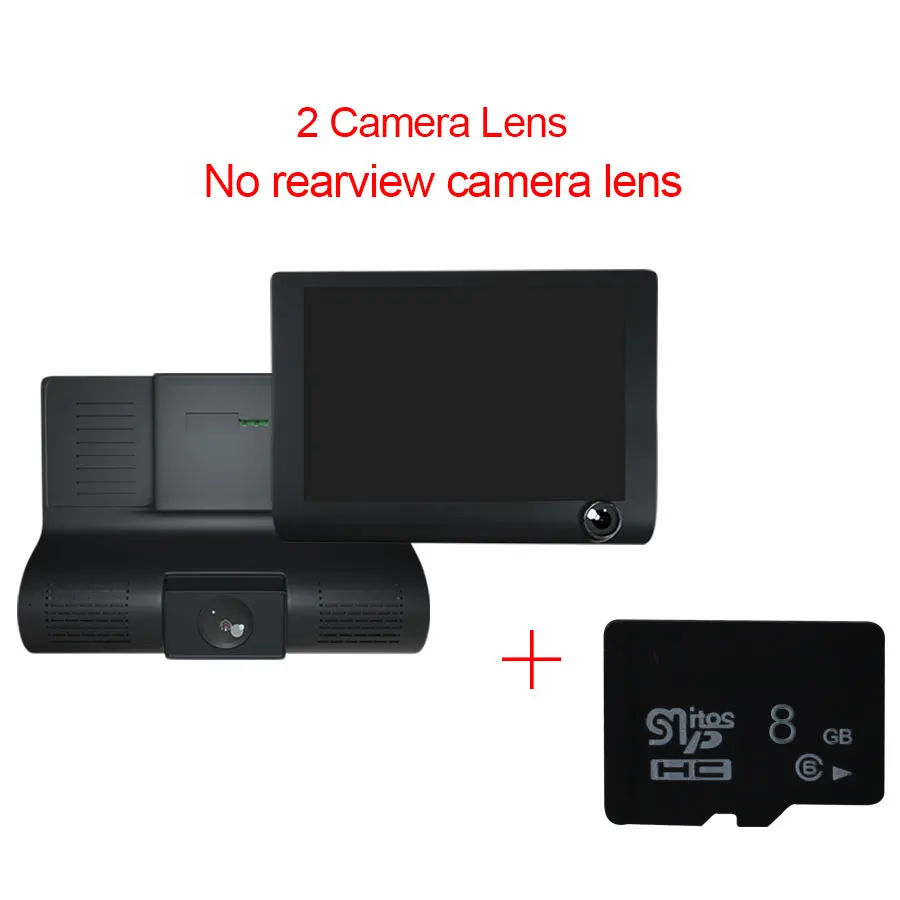 Автомобильный видеорегистратор с 3 объективами камеры видеорегистраторы 4,0 дюймов видеорегистратор камера заднего вида авто регистратор Dvr зеркало для автомобиля видеонаблюдение - Название цвета: 2 cam lens 8G card