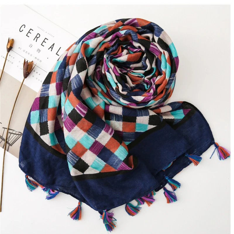 Fashion Women grid Scarf Long size 180x90cm Cotton scarves Winter Lady Scarves Soft Shawl Wrap Scarf Elegant for Christmas  (3)