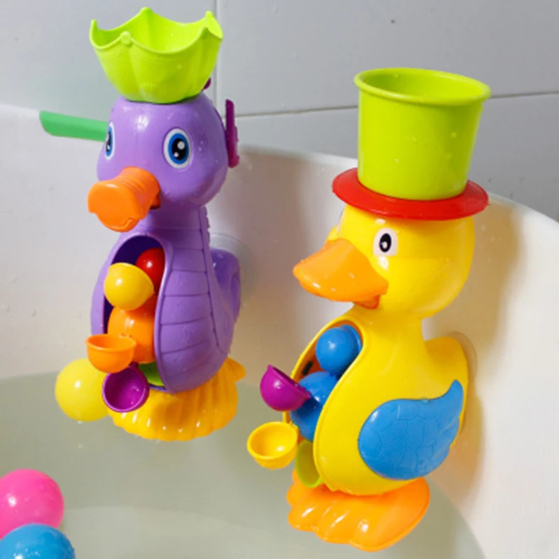 Juguete de baño de ducha para niños, bonito pato amarillo, rueda de agua, elefante, grifo de baño, herramienta de pulverización de agua
