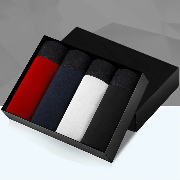 RedBlueWhiteBlack Мужское нижнее белье, хлопок, мужские, большие, короткие, цветные, дышащие, одноцветные шорты, боксеры, чистый цвет, трусы, 4 шт./лот - Цвет: RedBlueWhiteBlack
