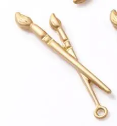 6pcs pen 6 шт./лот, лоток для краски, ручка, эмаль, амулеты, капля масла, цинковый сплав, плавающий кулон, модные ювелирные аксессуары, матовый золотой - Окраска металла: 6pcs pen