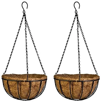 

Hanging Basket for Plants Garden Flower Planter with Chain Plant Pot Home Balcony Decoration 2 Pcs-12 Inch