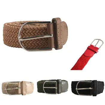 

Stylish Men Women Weaved Braided Stretch Rubber Buckle Belt Strap Waistband