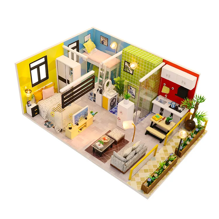 

M043 Simplicity Life DIY Mini Cabin Creative Wooden Assembled Model Valentine's Day Gift New