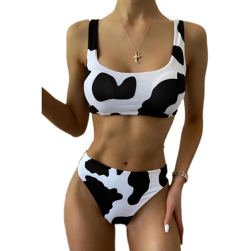 Phaixoneible New Swimwear Push Up Swimsuit Women Bathing Suit Cow Printing Beachwear Female Halter | Женская одежда
