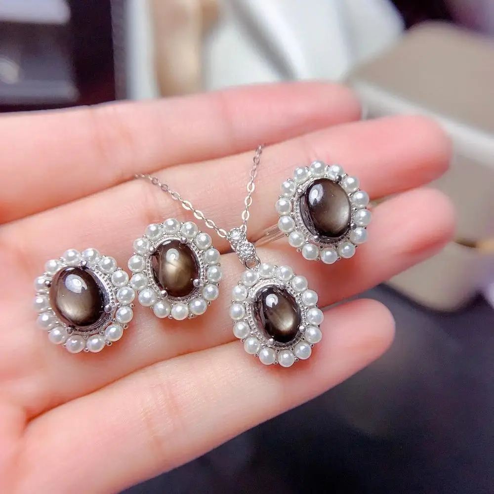 Conjunto De Joyas De Plata De Gema Rosa Y Pendientes Sexys, Conjunto De Joyas De Plata De Gema Rosa Y Pendientes Sexys,