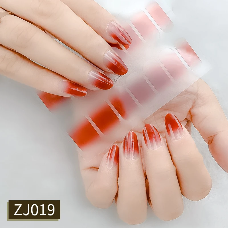 

14tips Nail Sticker Stylish Solid Color Nail Polish Films Waterproof Long Lasting Nail Strips Full Cover Eco-friendly Sticker